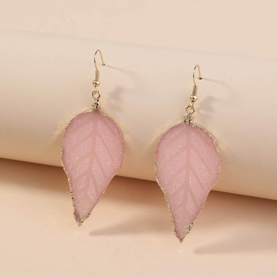 Pink Leaf Earrings